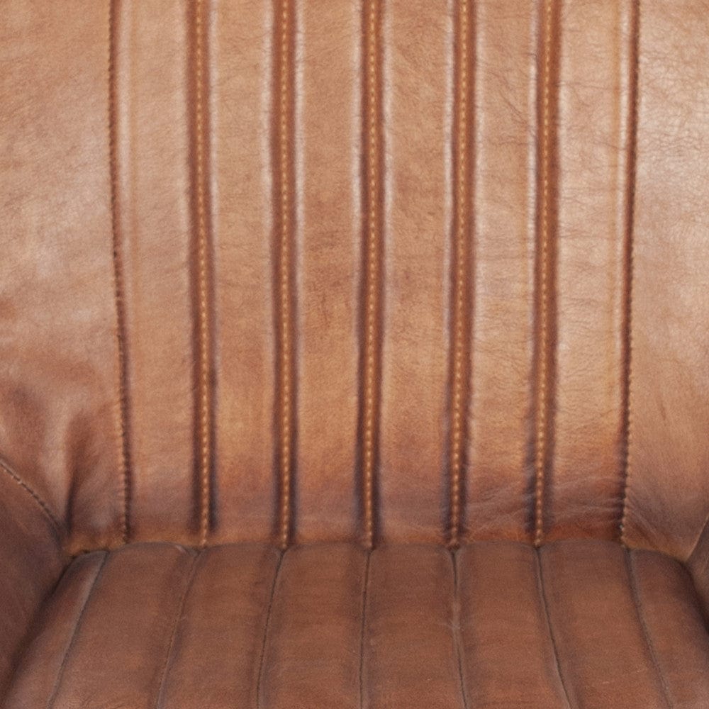 Vintage Brown Angelo Leather & Iron Retro Dining Chair