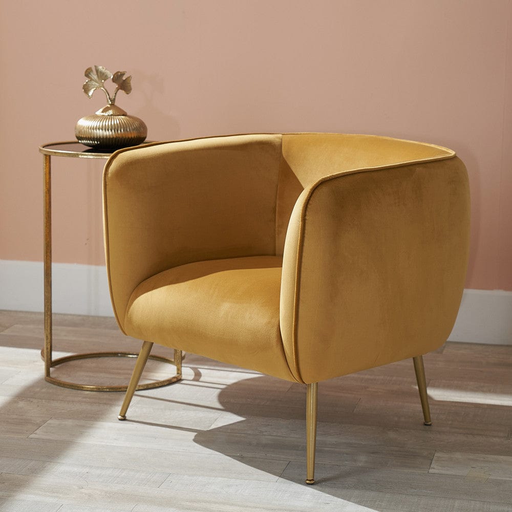 Lucca Yellow Velvet Chair