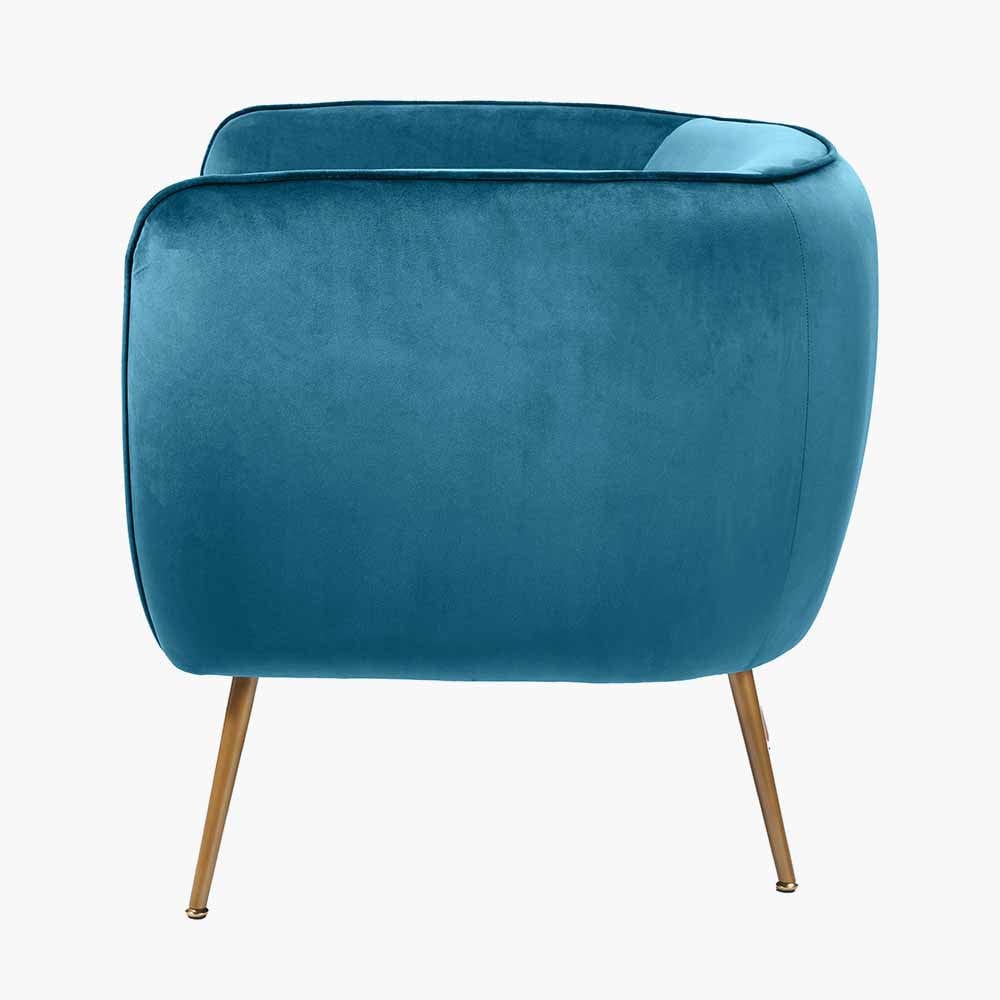 Lucca Sapphire Blue Velvet Chair with Gold Legs