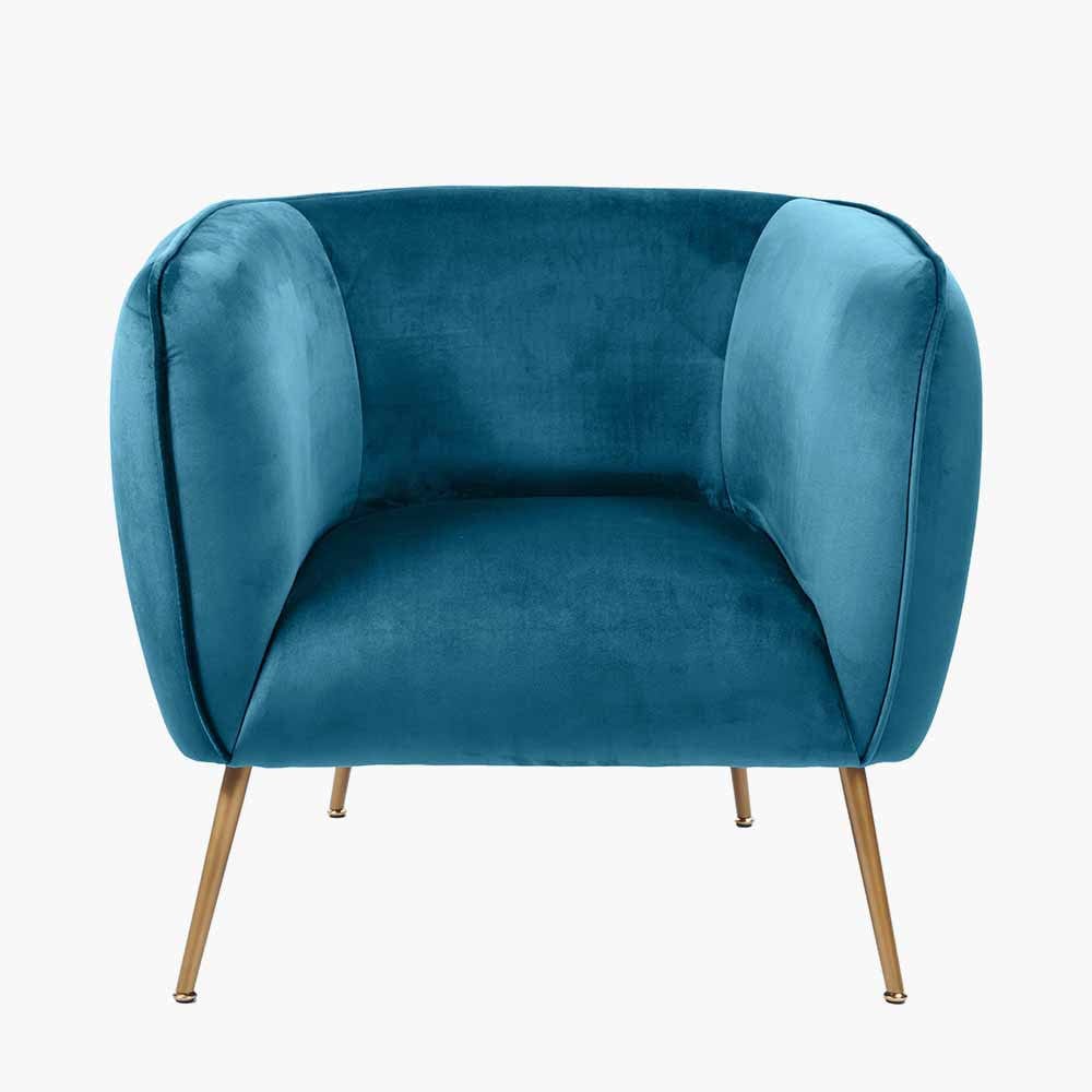 Lucca Sapphire Blue Velvet Chair with Gold Legs