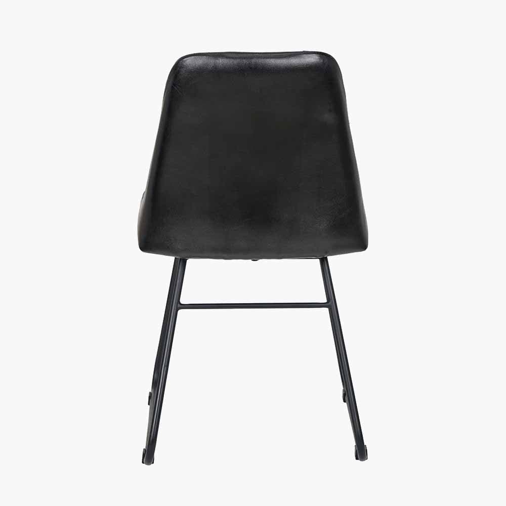 Camillo Ash Black Leather & Black Metal Diamond Back Dining Chair