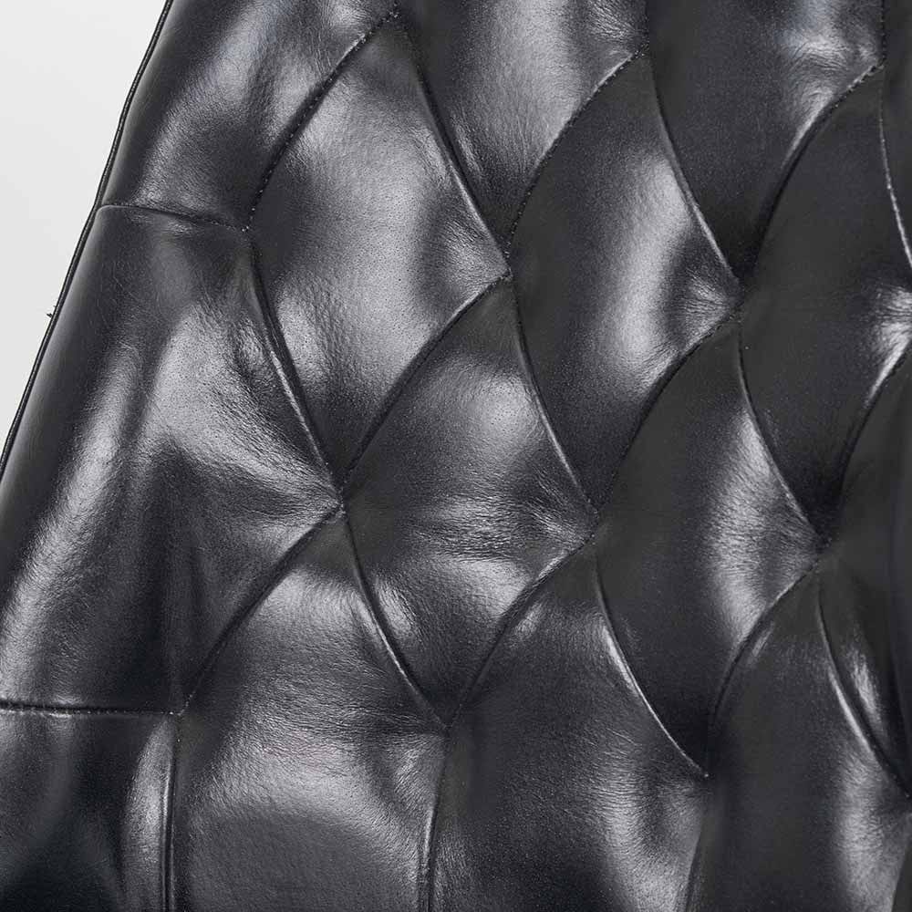 Camillo Ash Black Leather & Black Metal Diamond Back Dining Chair