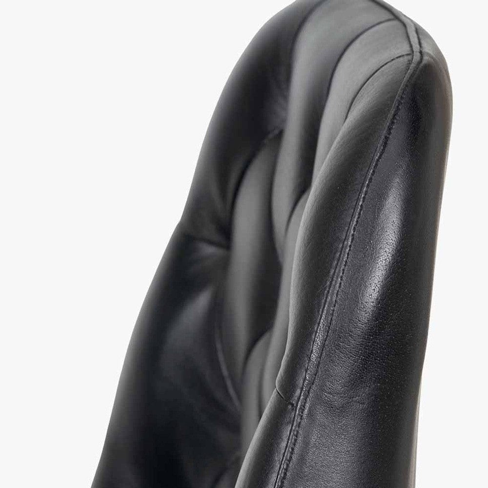 Camillo Ash Black Leather & Black Metal Diamond Back Bar Stool