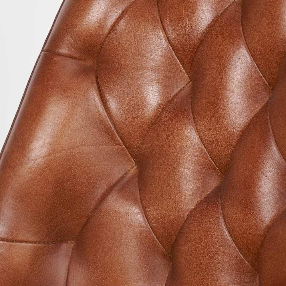 Camillo Vintage Brown Leather & Black Metal Diamond Back Bar Stool