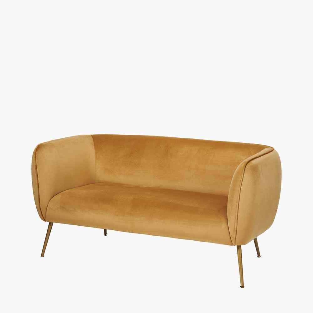 Lucca Yellow Velvet Sofa