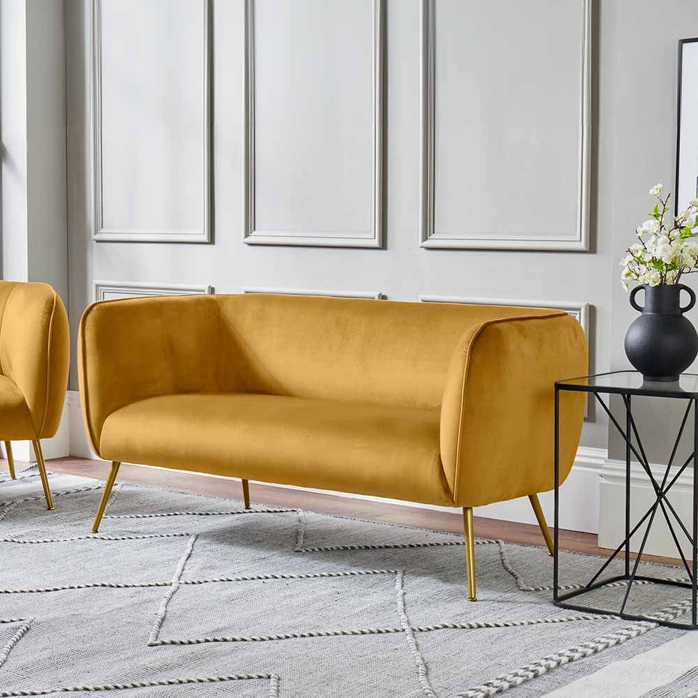 Lucca Yellow Velvet Sofa