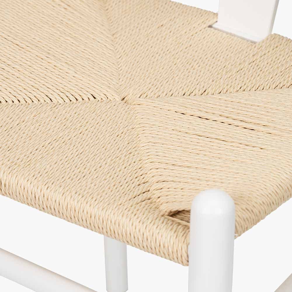 Quinn White Beech Wood & Natural Paper Rope Dining Chair