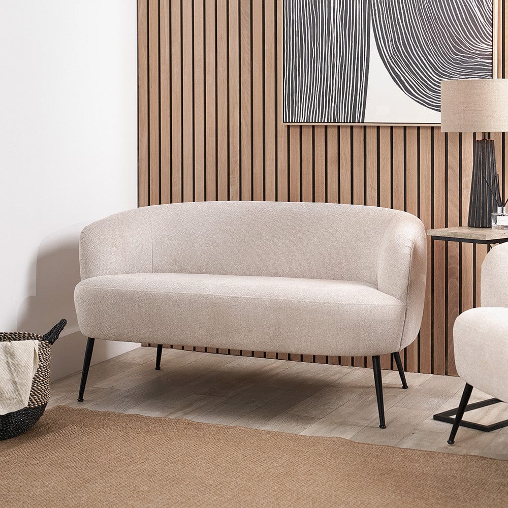 Aviana Natural Chenille & Black Metal Sofa