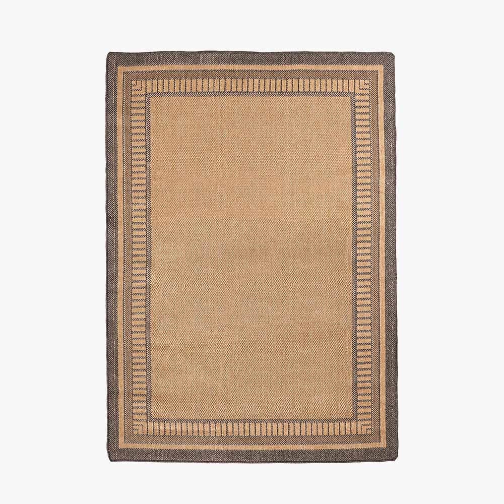 Indoor Outdoor Natural & Black Border Design Rug