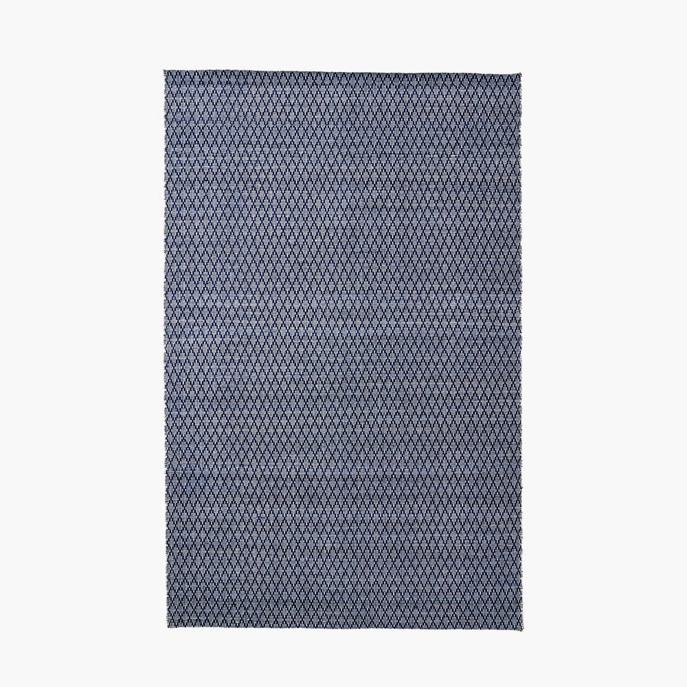Indoor Outdoor Denim Blue & White Ikat Design Rug