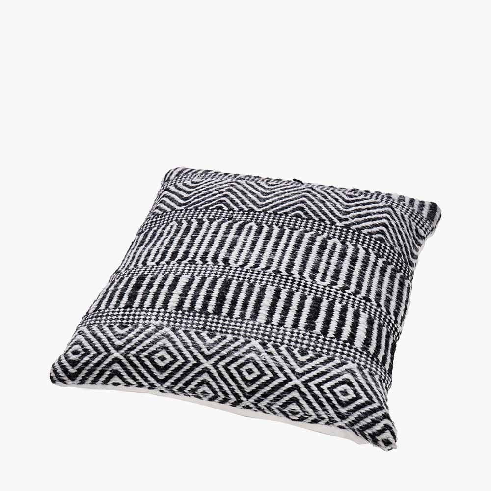 Indoor Outdoor Black & White Inca Design Scatter Cushion