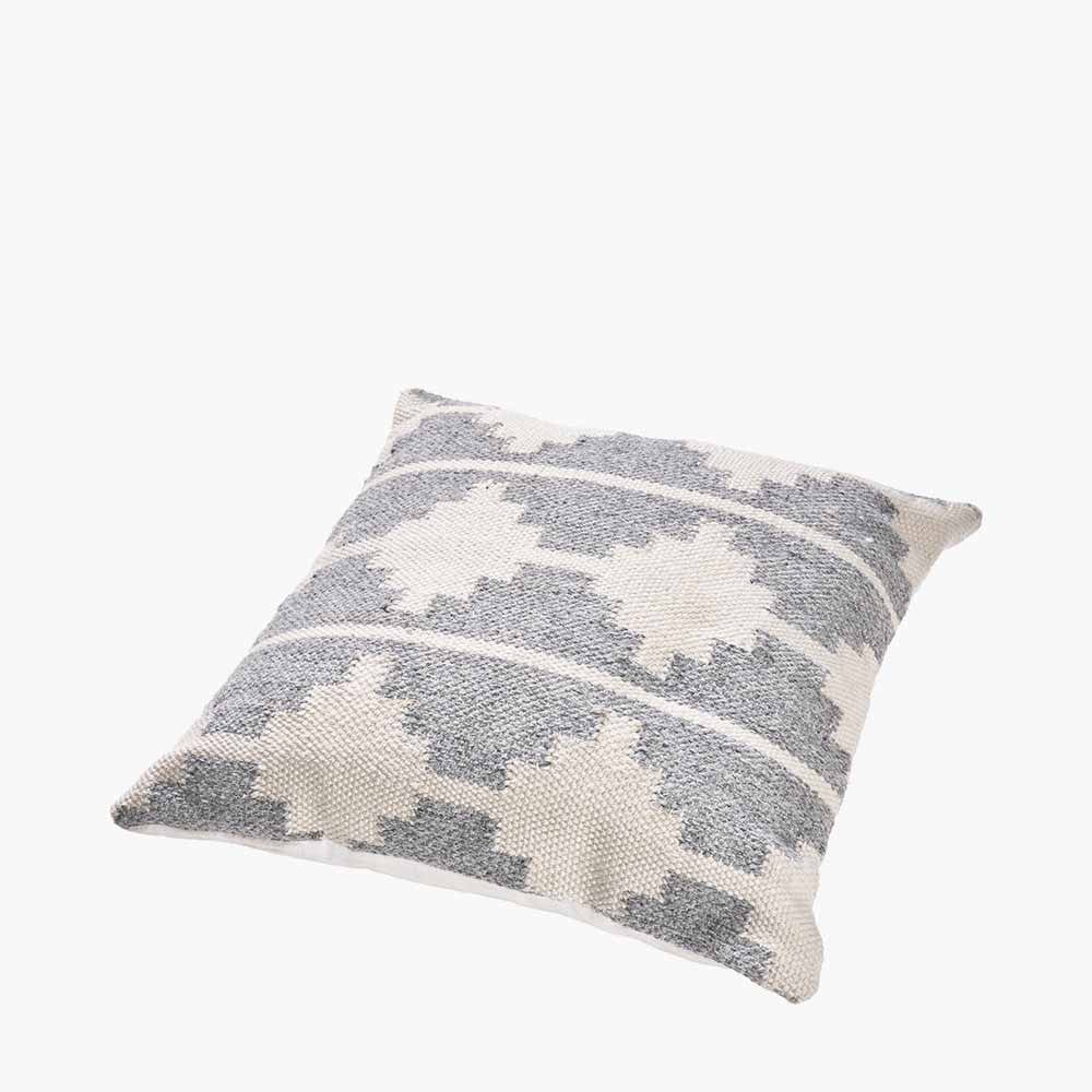 Indoor Outdoor Grey & White Moroccan Design Scatter Cushion