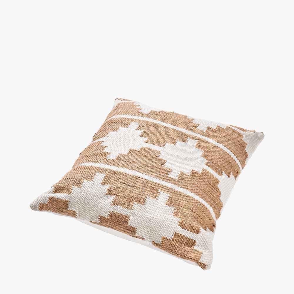 Indoor Outdoor Taupe & White Moroccan Design Scatter Cushion