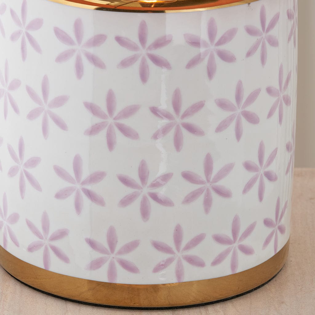 Thea Lillac & Gold Leaf Ceramic Table Lamp Base
