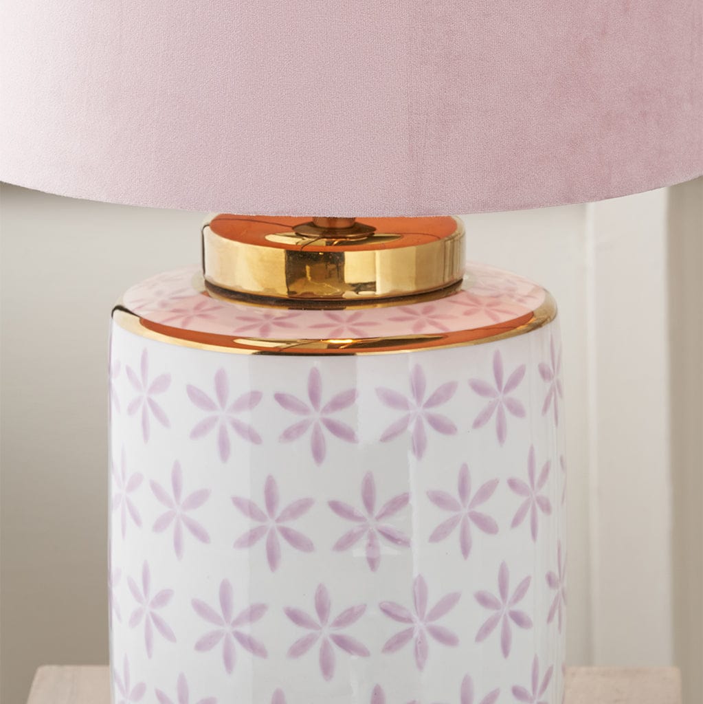Thea Lillac & Gold Leaf Ceramic Table Lamp Base