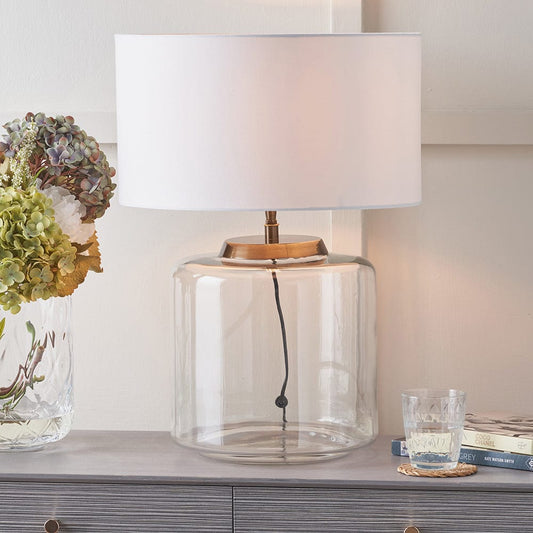 Josie Clear Glass & Antique Brass Metal Large Table Lamp Base