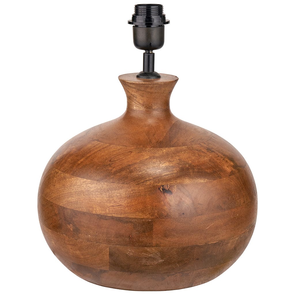 Kiah Brown Oiled Finish Mango Wood Round Table Lamp Base
