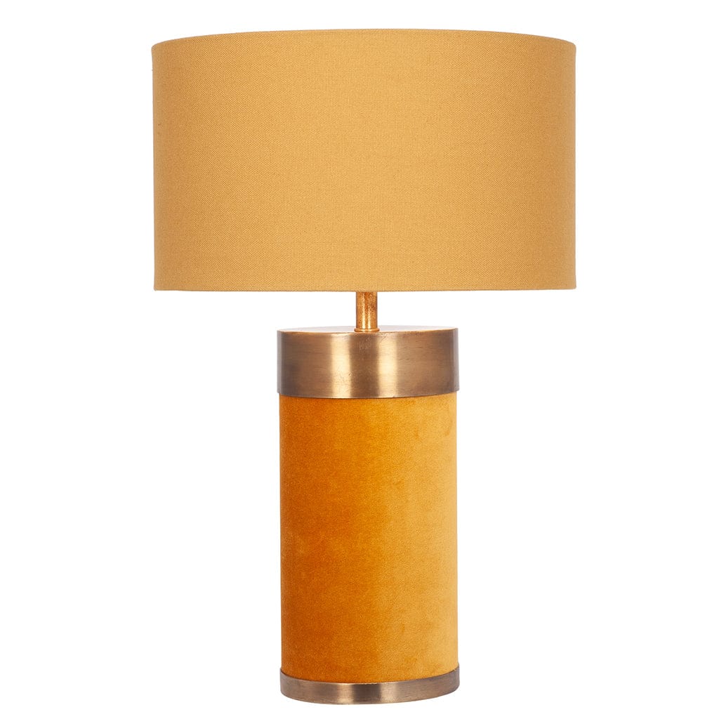 Mustard Velvet & Antique Gold Metal Table Lamp Base Only