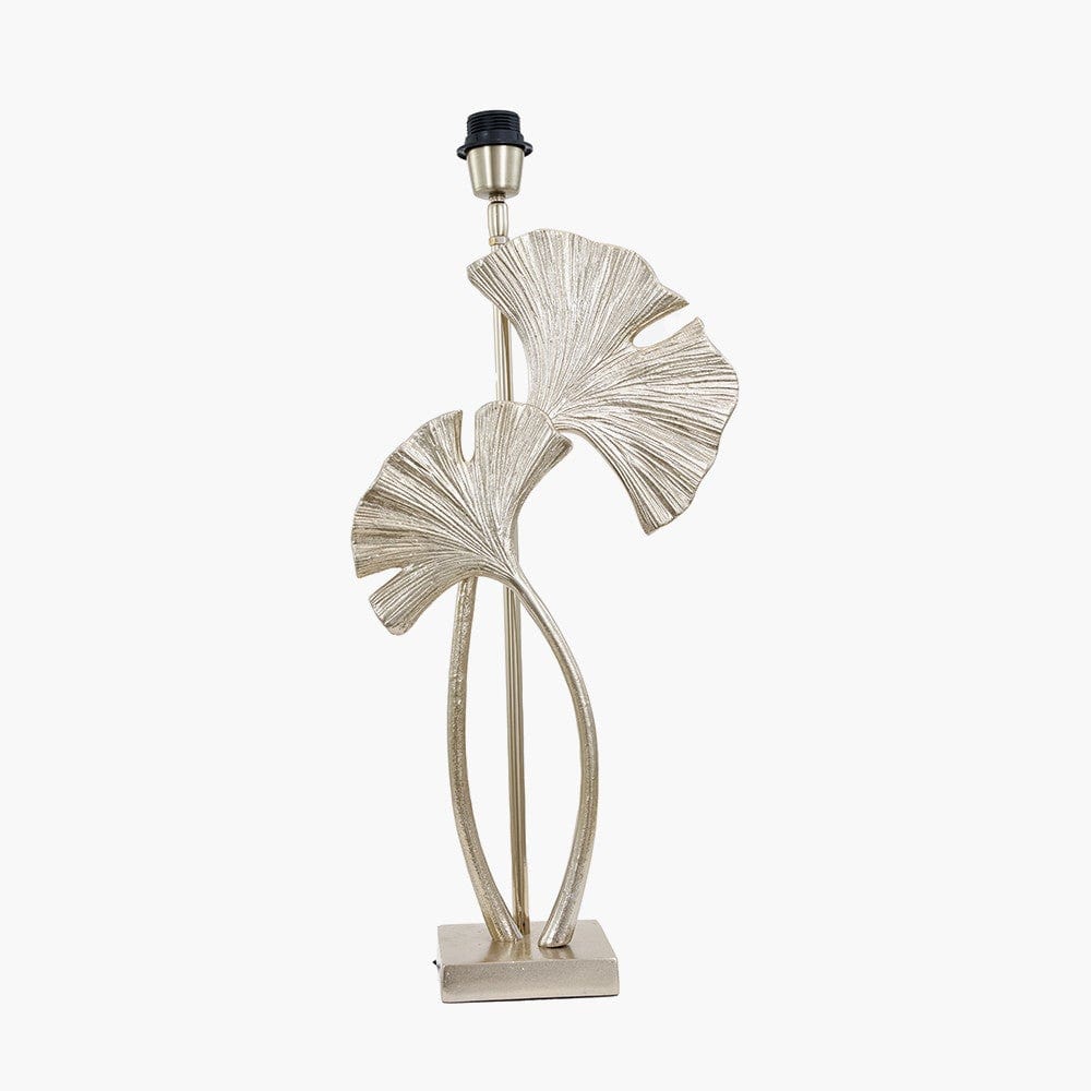 Gingko Champagne Metal Tall Leaf Table Lamp