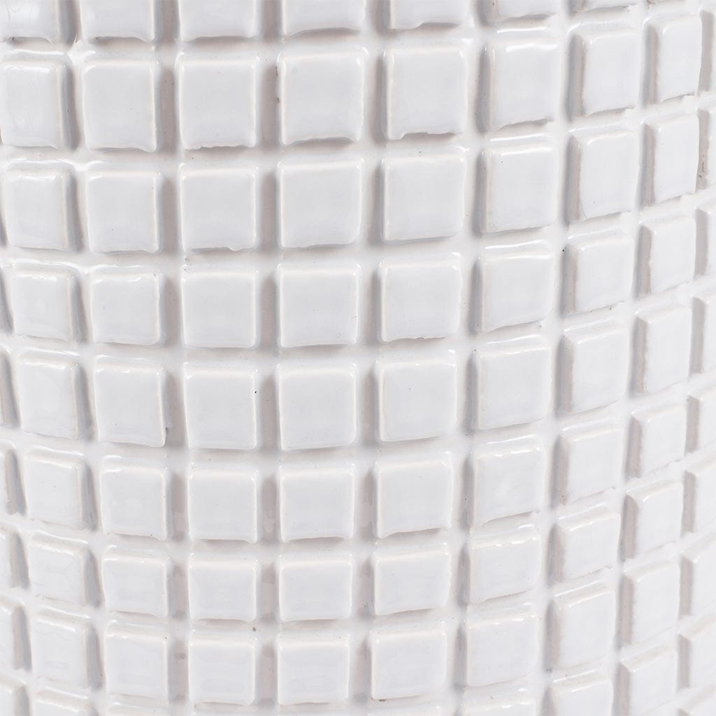 Malone Textured White Squares Design Stoneware Table Lamp Base Only