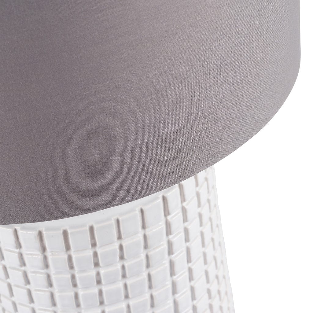 Malone Textured White Squares Design Stoneware Table Lamp Base Only