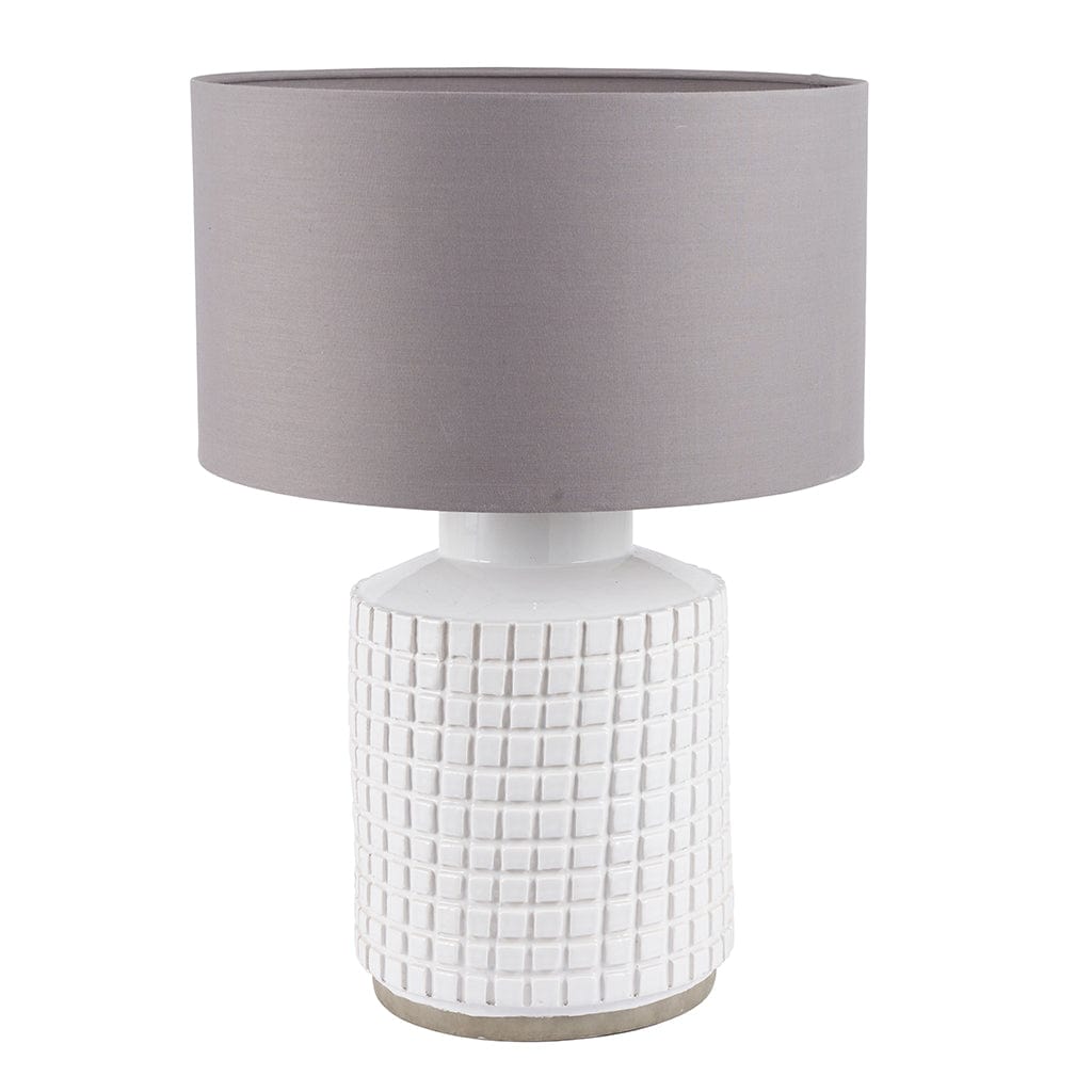 Malone Textured White Squares Design Stoneware Table Lamp Base Only