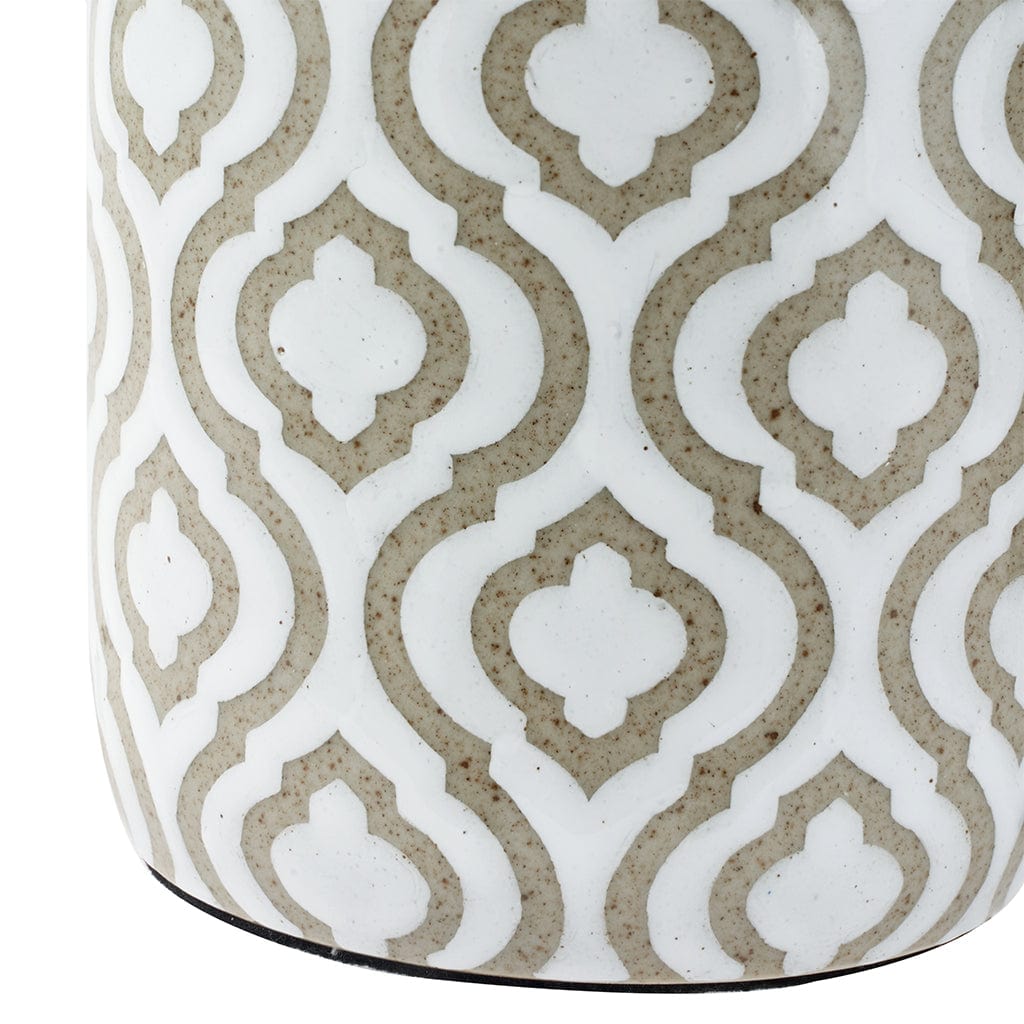 Celia Taupe & White Pattern Ceramic Table Lamp