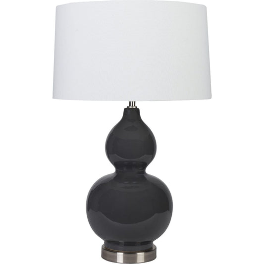 Gatsby Black Ceramic Table Lamp With Brushed Silver Metal Detail