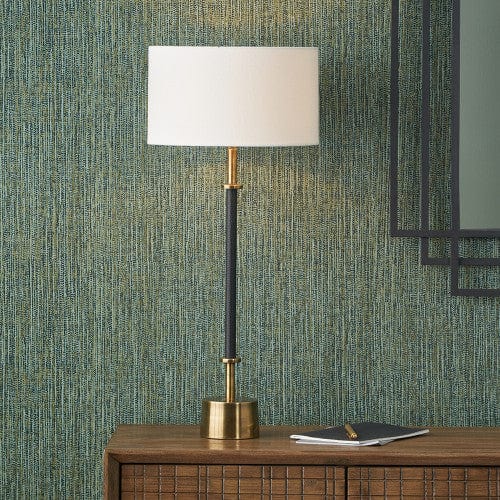 Antoine Black Croc & Antique Brass Metal Table Lamp