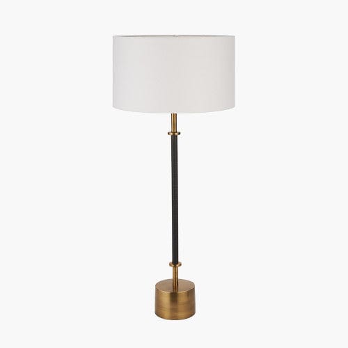 Antoine Black Croc & Antique Brass Metal Table Lamp