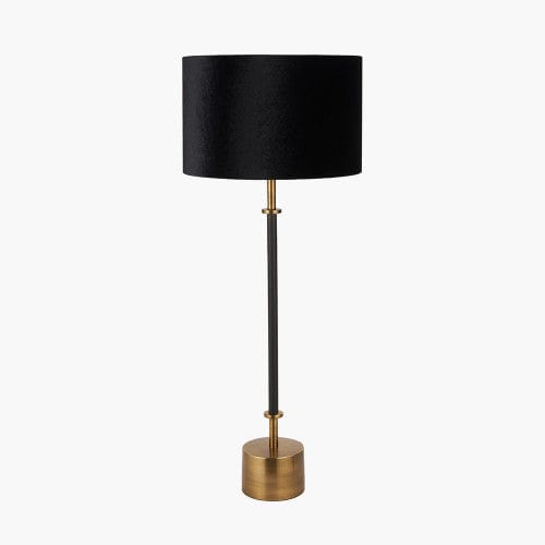 Antoine Black Croc & Antique Brass Metal Table Lamp