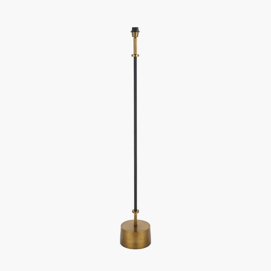 Antoine Black Croc & Antique Brass Metal Floor Lamp