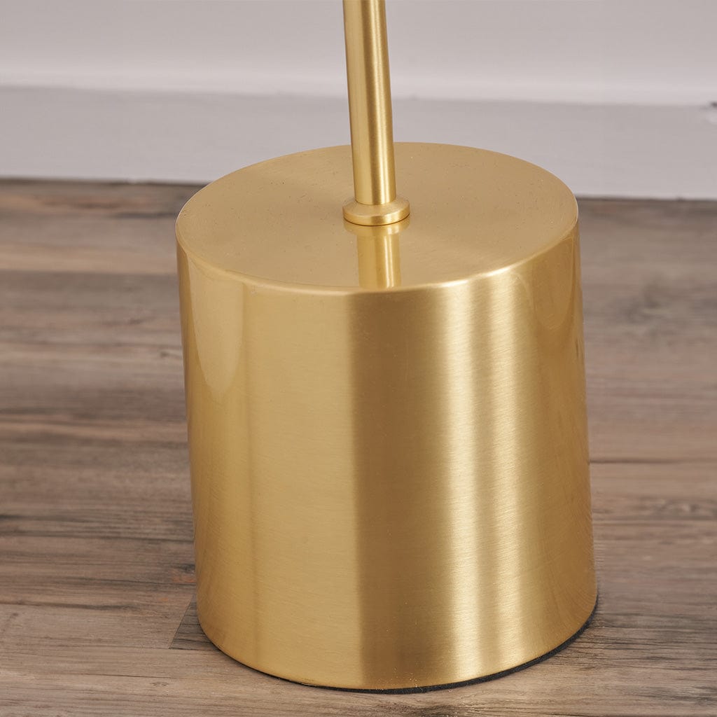 Bella White Ribbed Glass & Gold Metal Squoval Floor Lamp