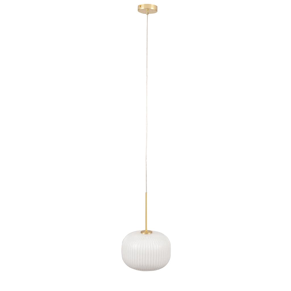 Bella White Ribbed Glass & Gold Metal Squoval