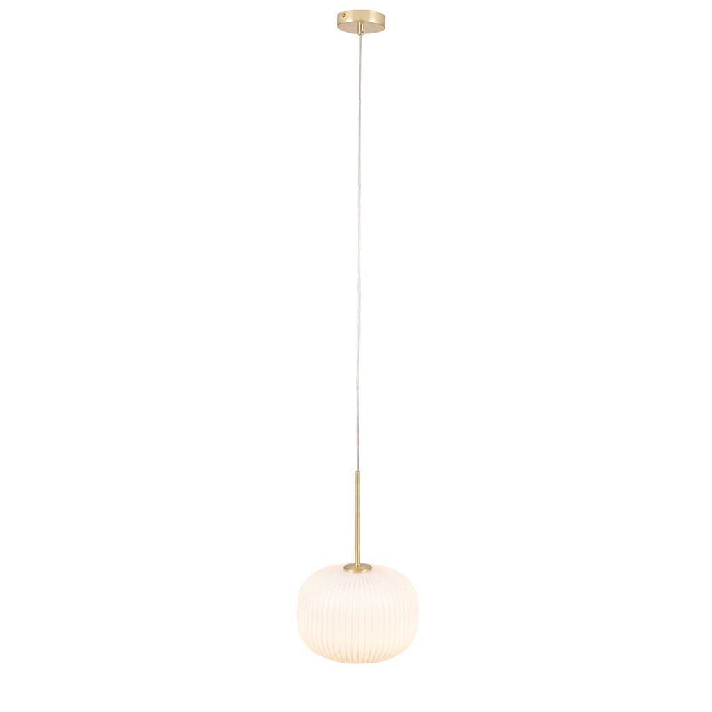 Bella White Ribbed Glass & Gold Metal Squoval