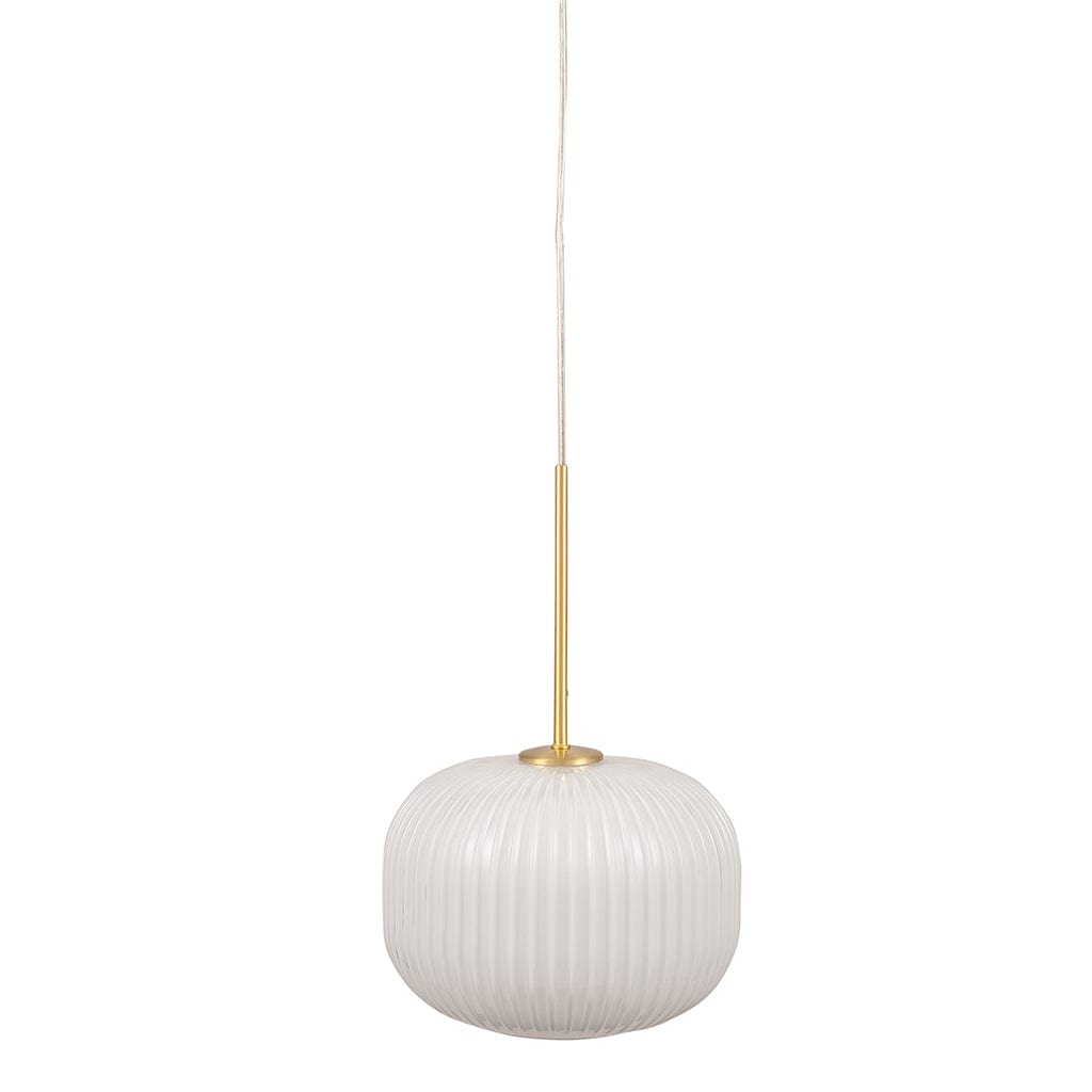 Bella White Ribbed Glass & Gold Metal Squoval