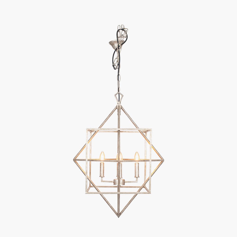 Antique Silver Metal Multi Arm Cube Pendant