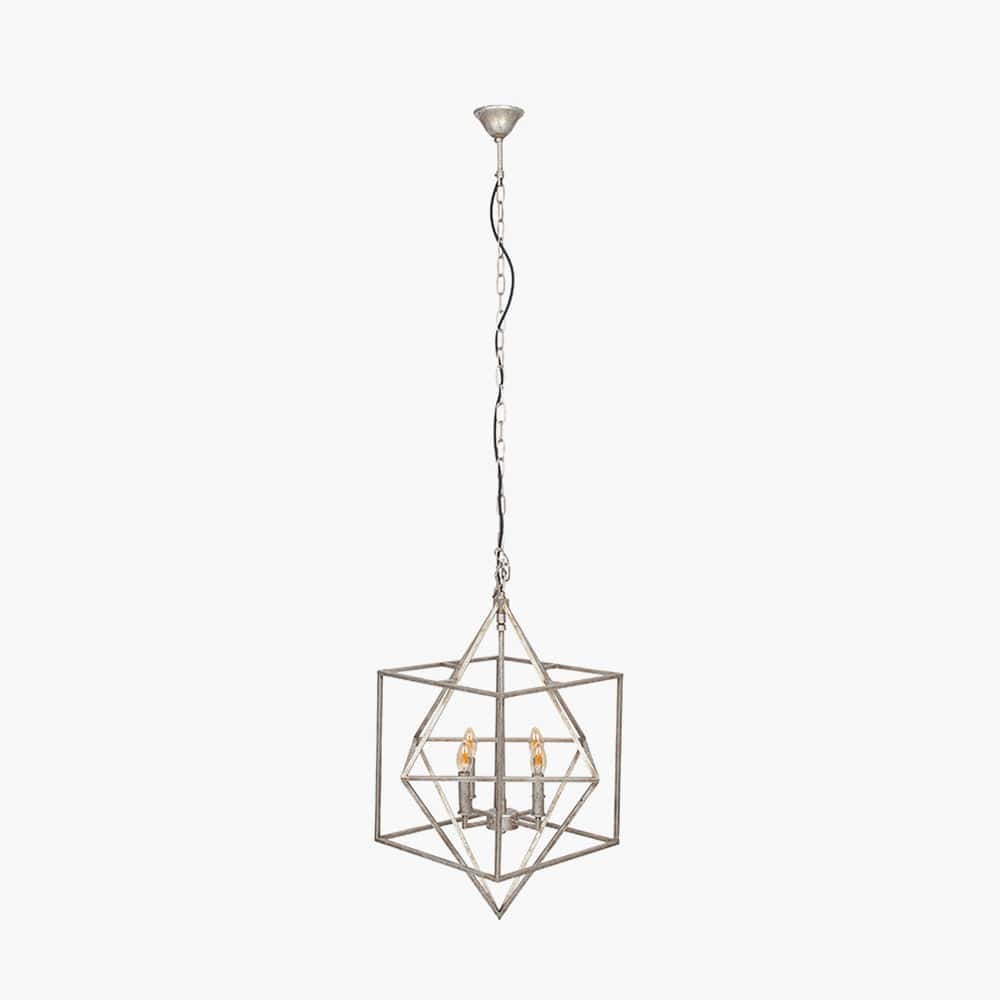 Antique Silver Metal Multi Arm Cube Pendant