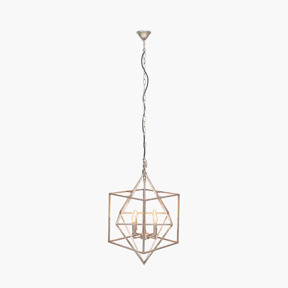 Antique Silver Metal Multi Arm Cube Pendant