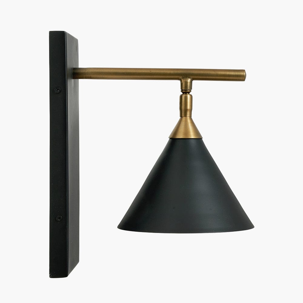 Zeta Matt Black & Antique Brass Wall Lamp