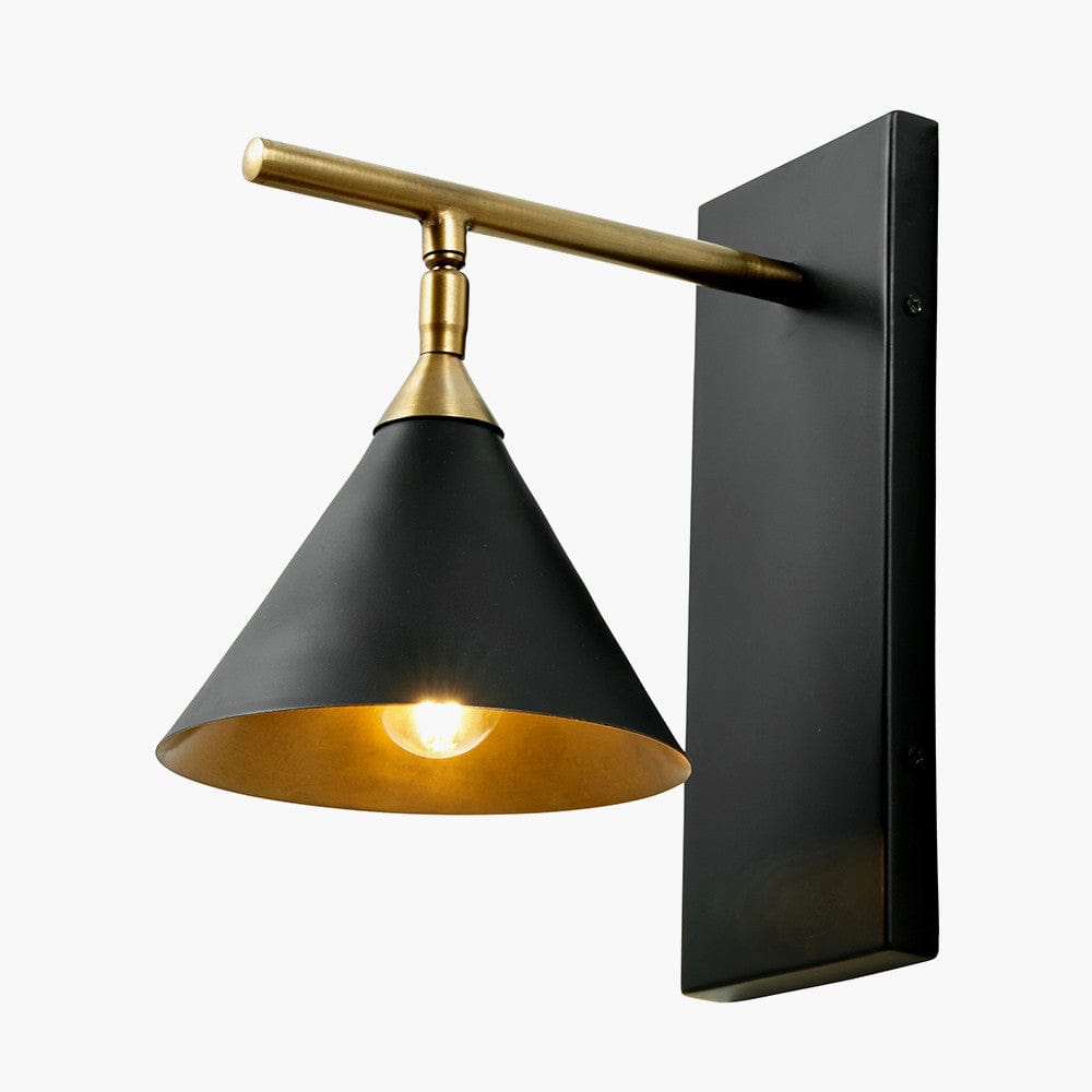 Zeta Matt Black & Antique Brass Wall Lamp