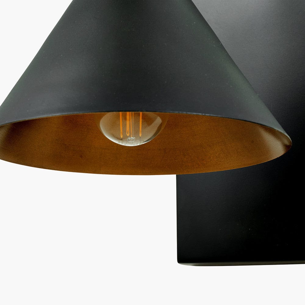 Zeta Matt Black & Antique Brass Wall Lamp