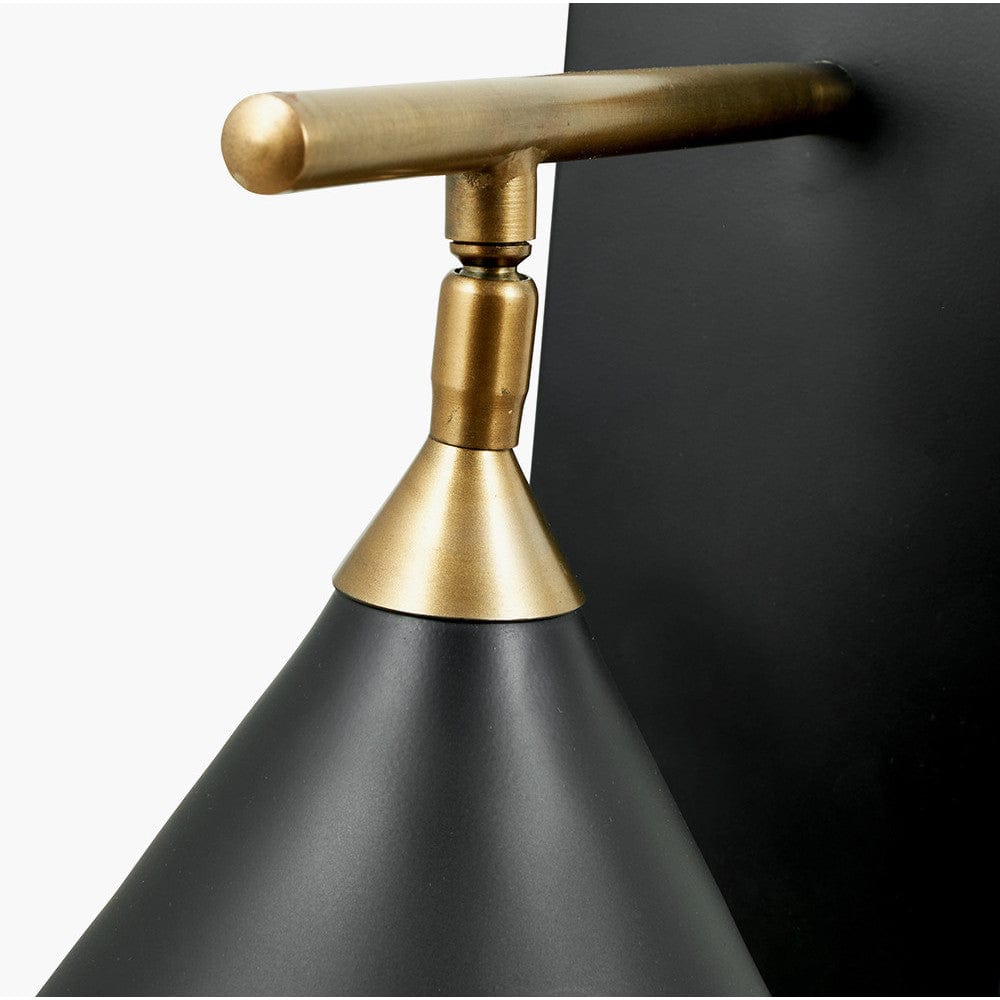Zeta Matt Black & Antique Brass Wall Lamp