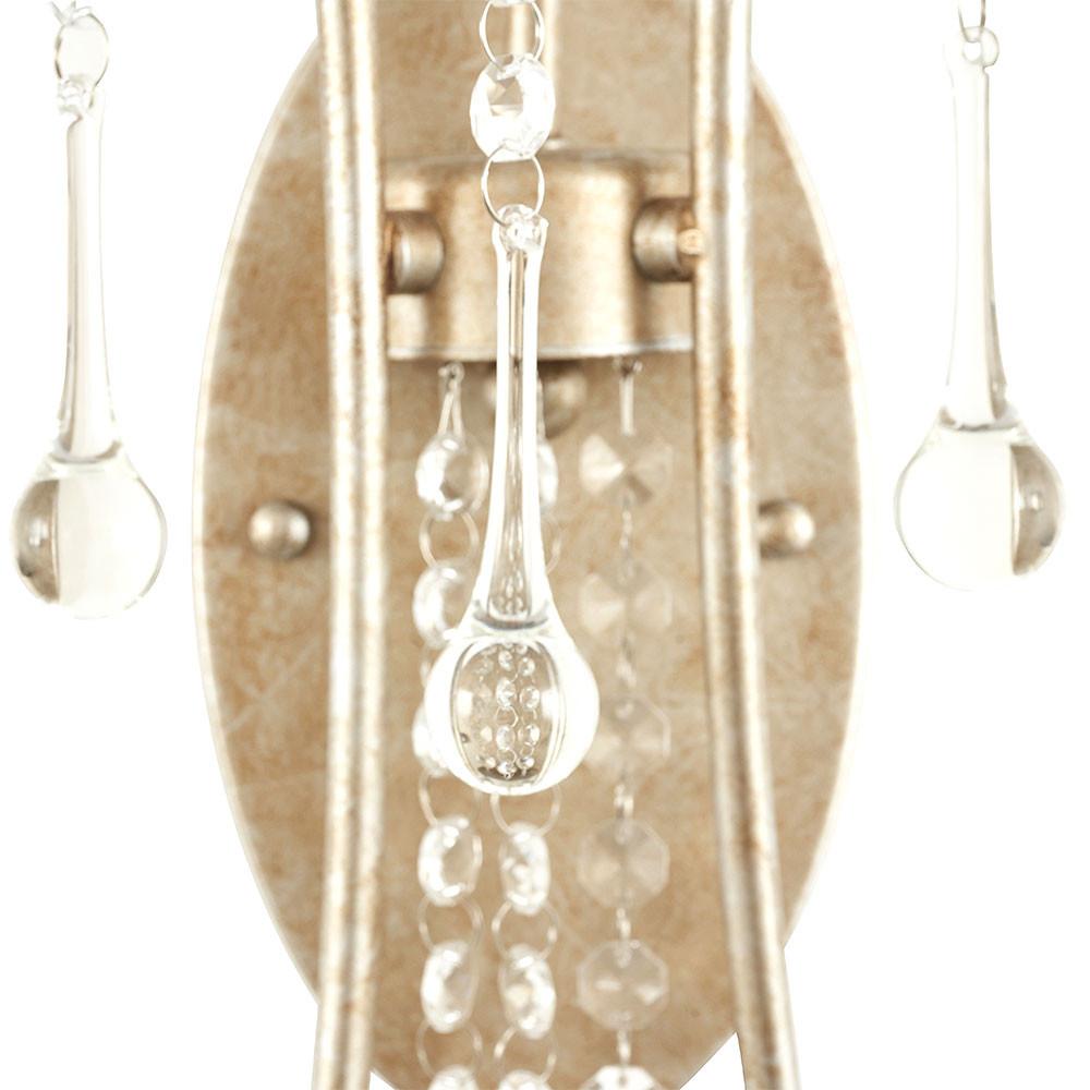 Belle Antique Silver Leaf Metal & Beaded 2 Light Wall Light