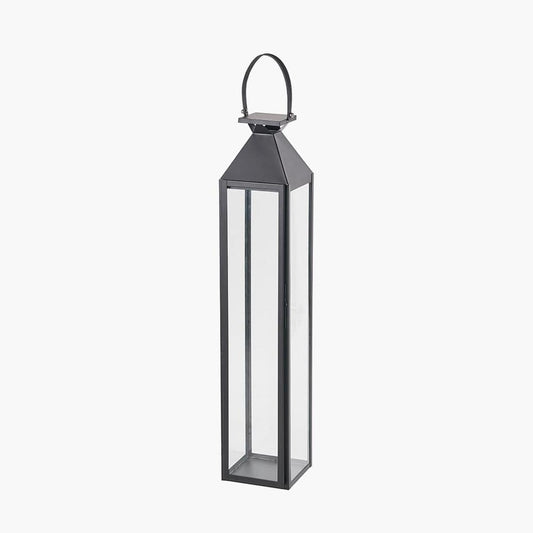 Black Stainless Steel & Glass Large Tall Lantern