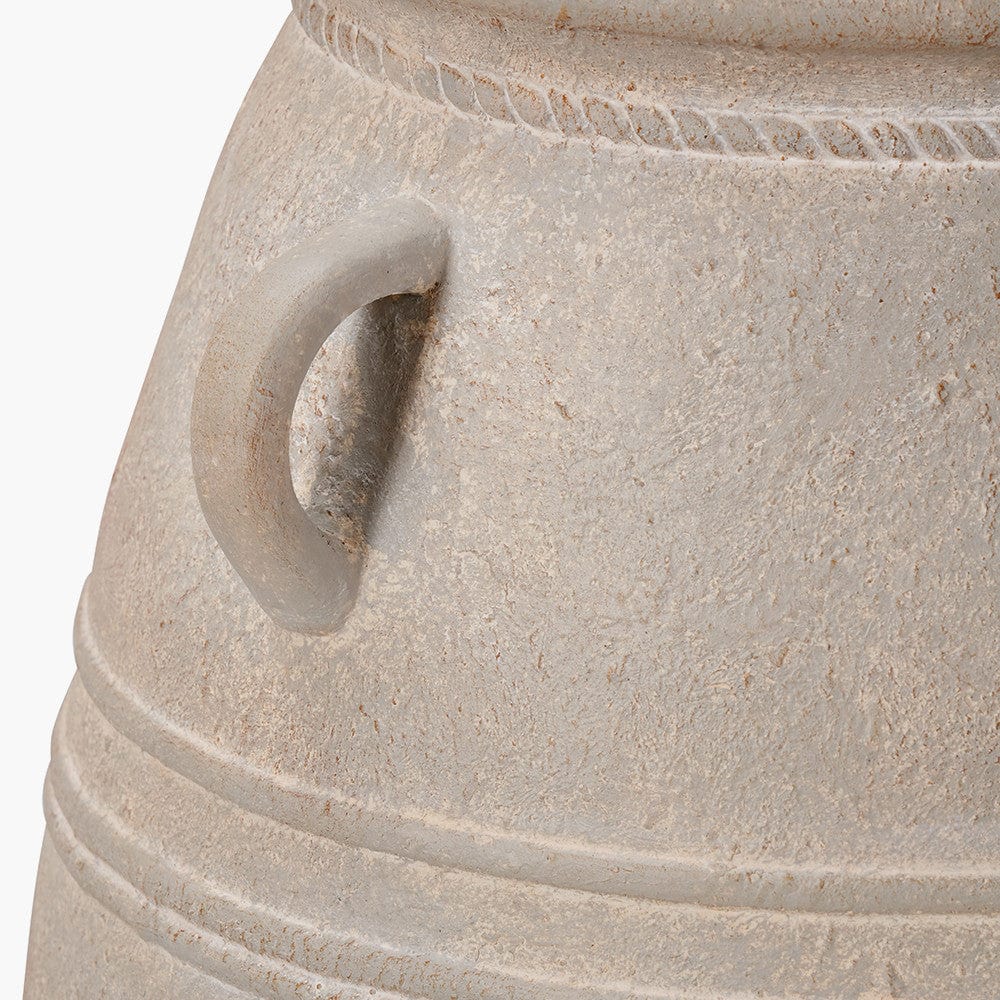Grey Wash Large Fibrestone Decorative Vase with Handles