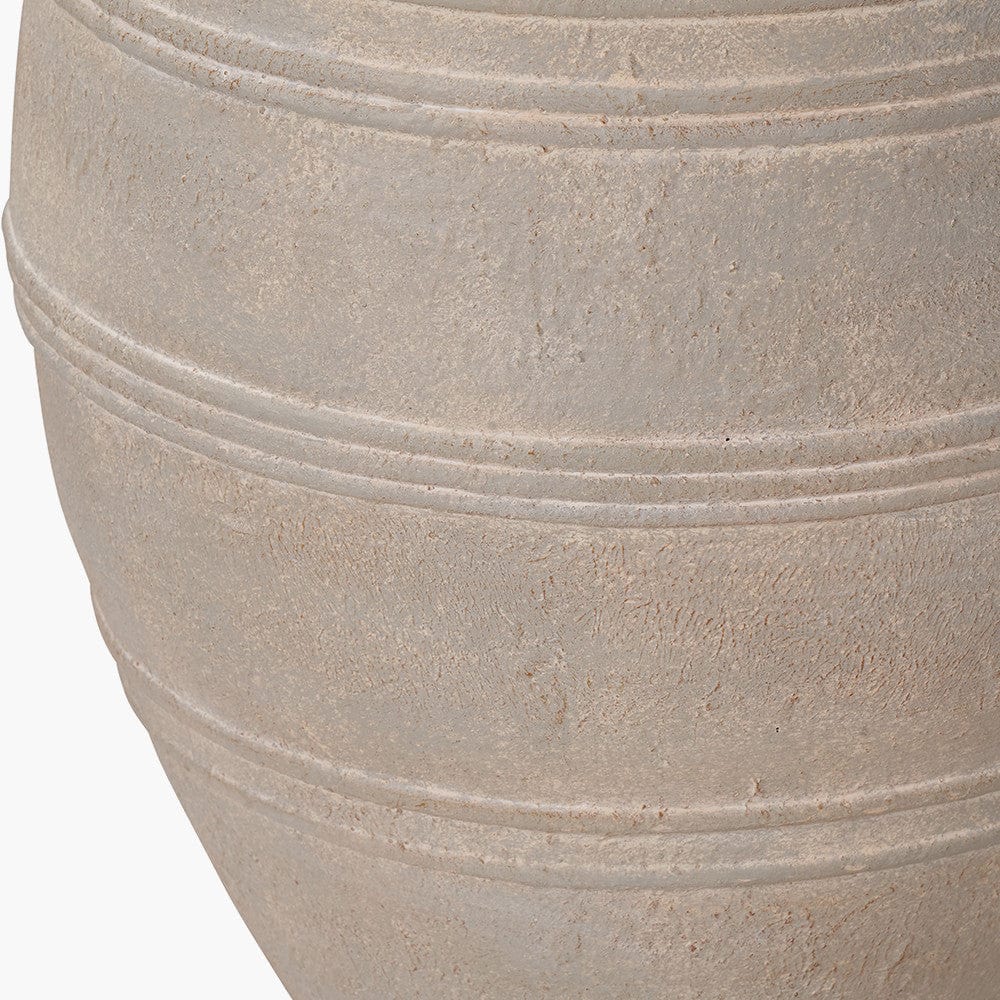 Grey Wash Large Fibrestone Decorative Vase with Handles