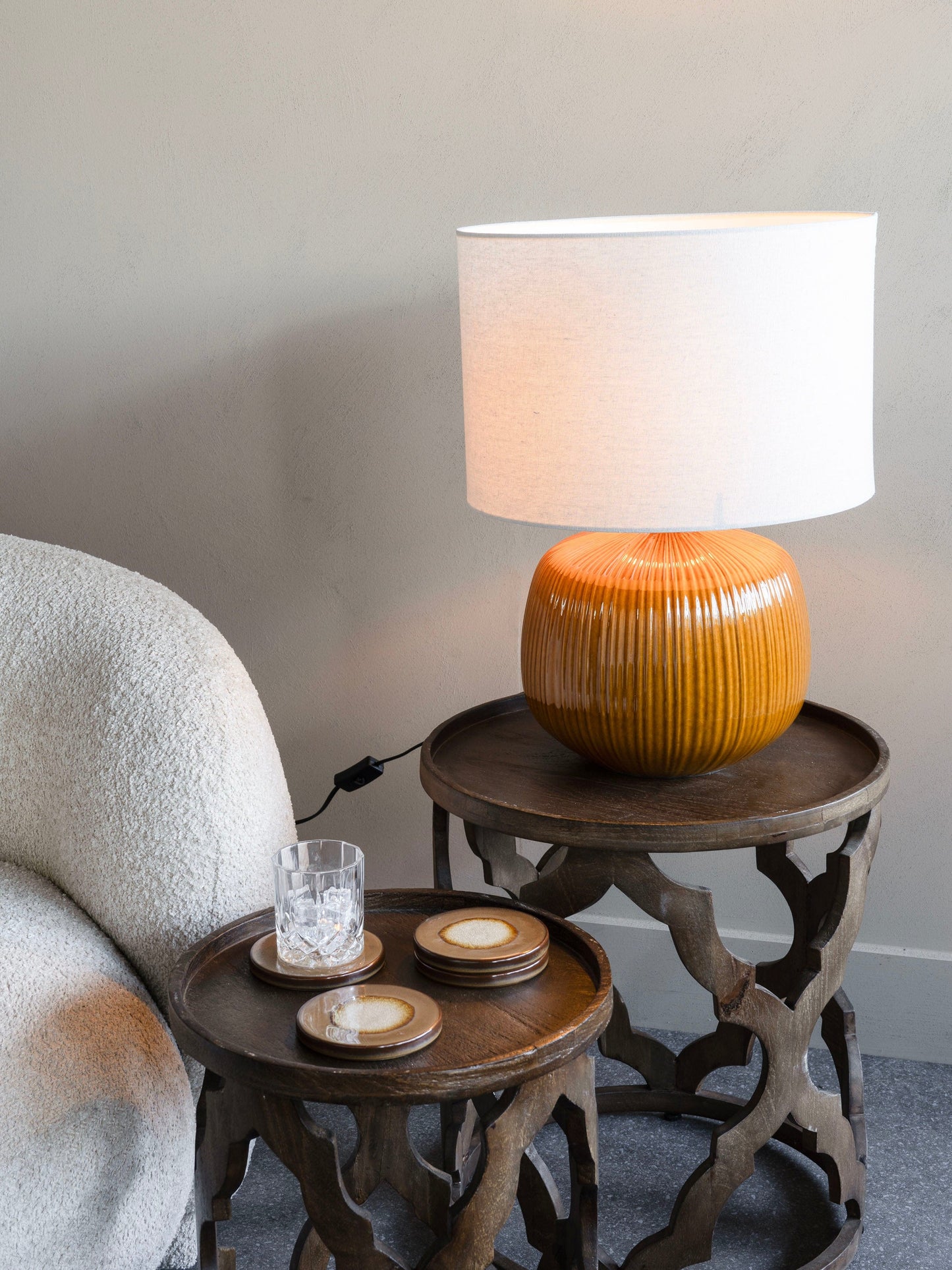 Ren Ceramic Table Lamp in Burnt Ochre