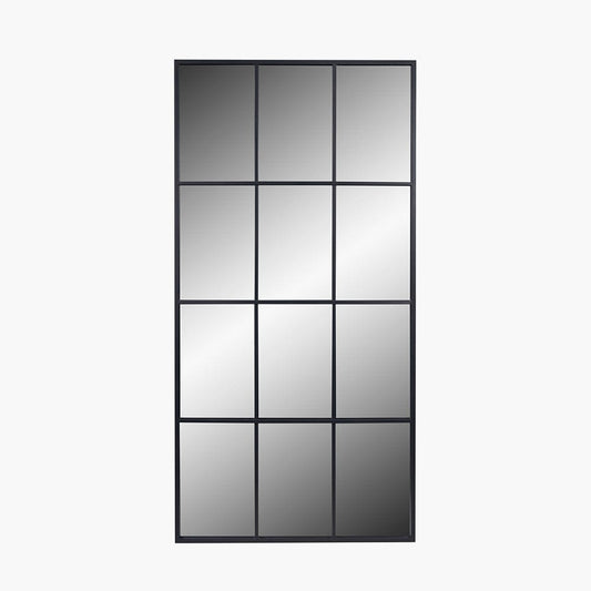 Dark Grey Metal 12 Pane Floor Standing Mirror