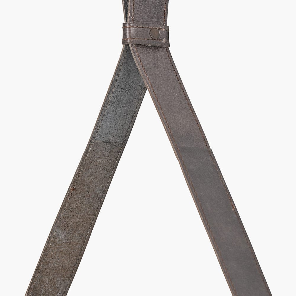 Peppercorn Leather Frame Round Wall Mirror